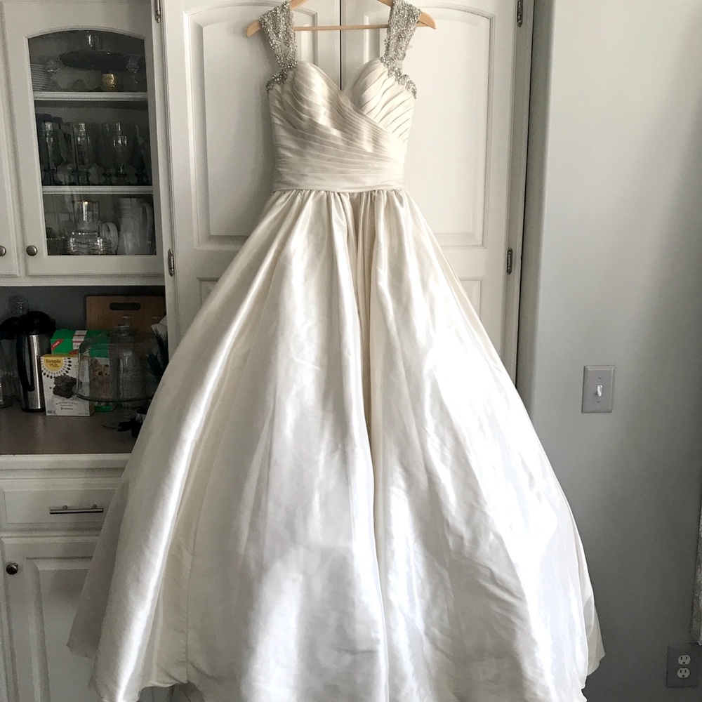 Allure Bridals Ivory Ball Gown Wedding Dress with Beaded Straps